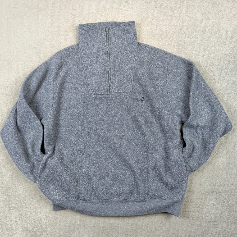 Canada North Fleece Pullover Women XL Gray Vintage 90s Quarter Zip Gorpcore Soft